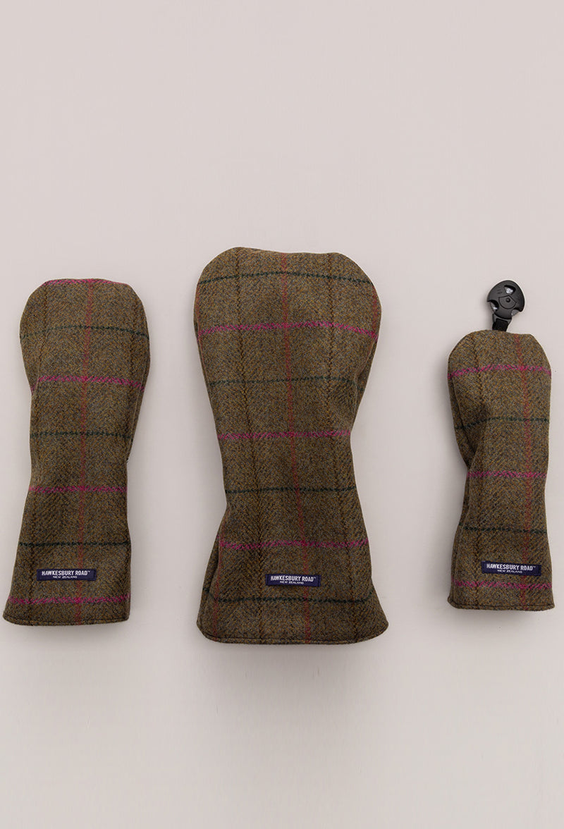 Golf Head Cover Set Of 3 - Wool Plaid
