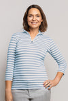 1/2 Zip Turtleneck 3/4 Sleeve Stripe