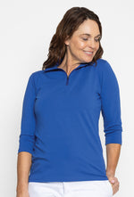 1/2 Zip Organic Cotton Turtleneck 3/4 Sleeve
