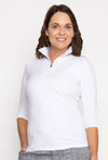 1/2 Zip Organic Cotton Turtleneck 3/4 Sleeve
