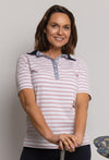 Striped Polo - Pink/White